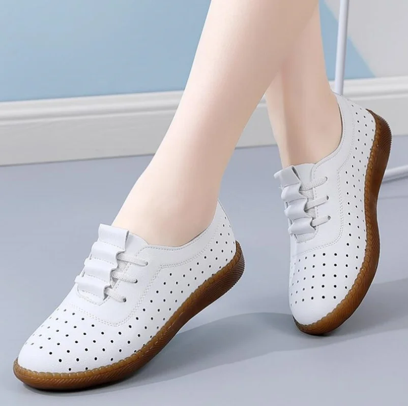 Summer Women Flat Shoes Fashion Hollow Women Sneakers Breathable Slip on Women Casual Shoes Lightweight Loafers Zapatos Mujer