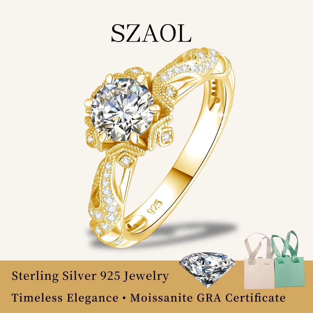 

Sterling Silver 925 1ct Moissanite Wedding Rings For Women White Gold Plated Hollow Flower Jewelry Accessories Wholesale 2026