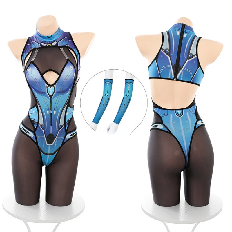 Anime Cyberpunk Spiel Kampf Uniform Cosplay Kostüm Hohl Durchsichtig Body Sexy Mädchen Japanische Rolle Spielen Unterwäsche Outfits