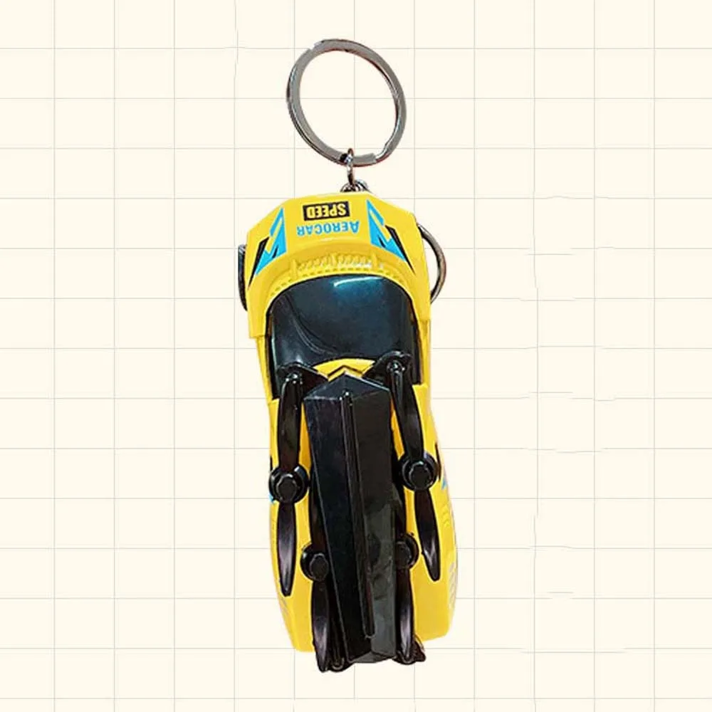 2pcs/set Waterproof Run Cool Model Car Pendant Cute Aircraft Decoration Mini Acrylic Car Keychain Key Ring Foldable