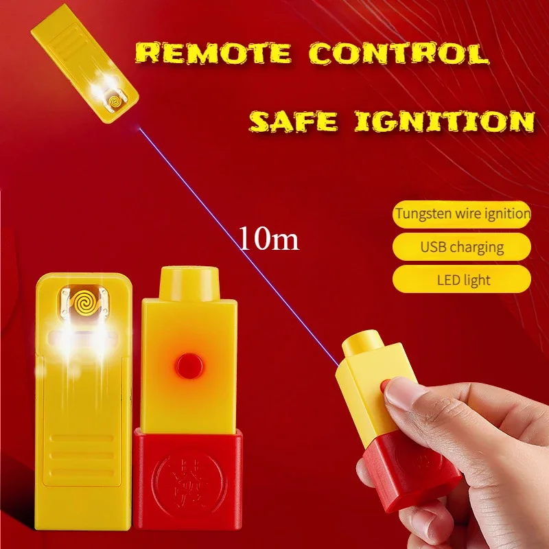 2024 Rechargeable Lighter Tungsten Wire Windproof Creative New Safety Remote Control Ignition Fireworks and Firecrackers Gadgets