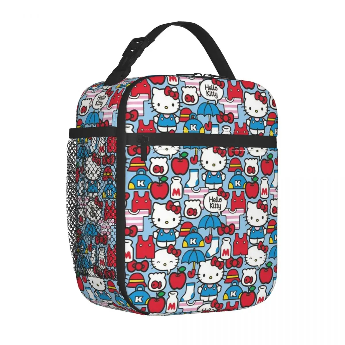 Custom Hello Kitty Cat Insulated Lunch Bag for Women Cartoon Thermal Cooler Bento Box Outdoor Camping Travel Resuable Tote Bags