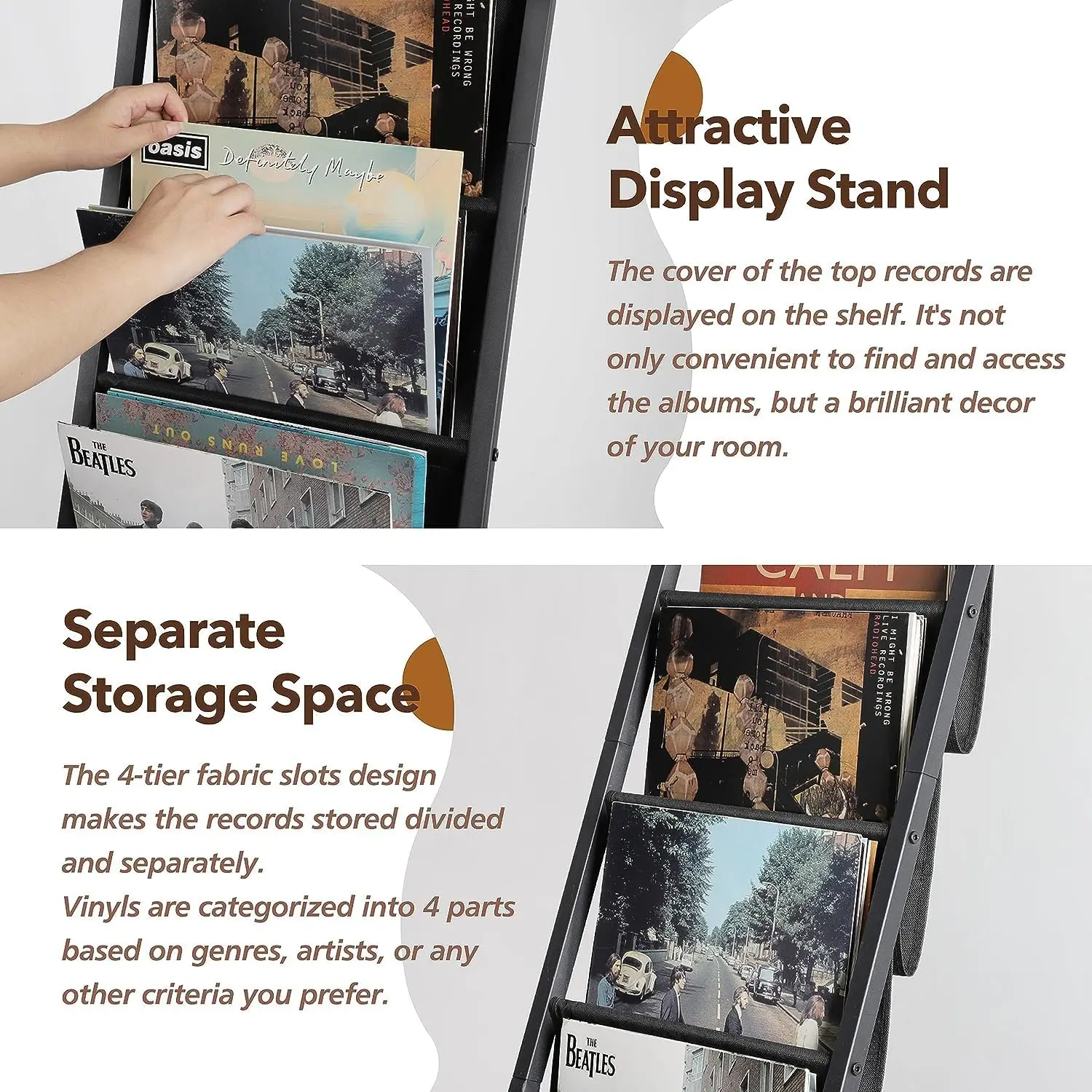 4-stufiger Schallplatten-Aufbewahrungsständer für 100 Alben, bewegliches Ausstellungsregal für Schallplatten, Bücher, Zeitschriften