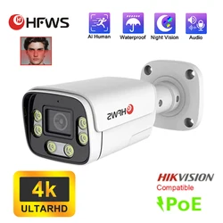 4K 8MP IP Camera Audio Outdoor POE H.265 Onvif Metal Bullet CCTV Home 8MP Color Night Vision Security Camera