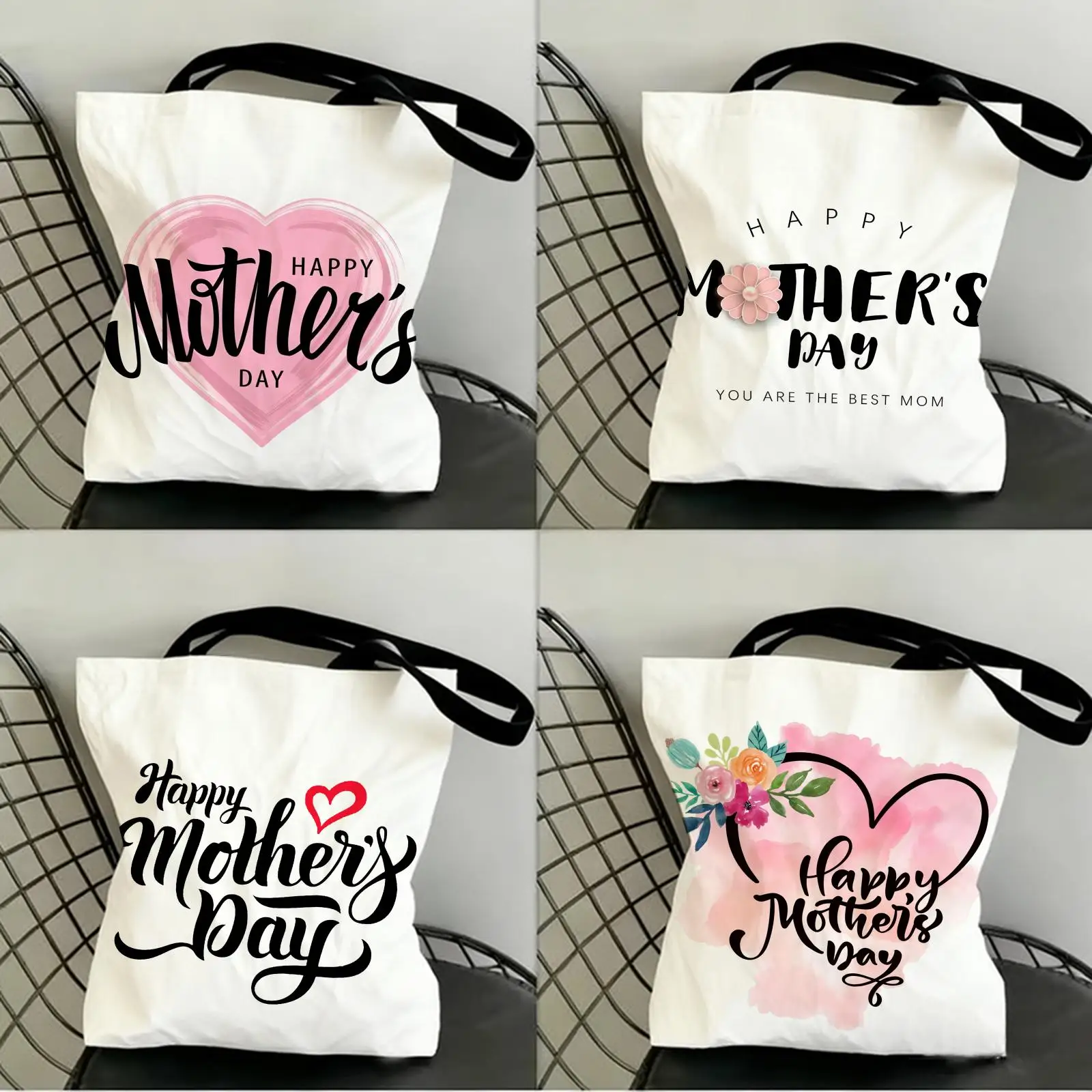 

Mother's Day Storage Bags Canvas Double-Sided Print Shopping Bag Large Capacity Aesthetic Reusable Tote Bag