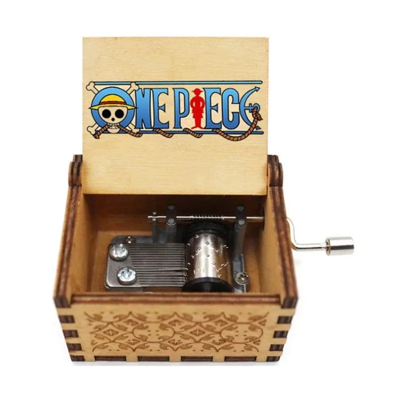 Best Sellers Kawaii Antique Carved Wooden Hand Crank One Piece Music Box Figure Happy Halloween Christmas Birthday Gift
