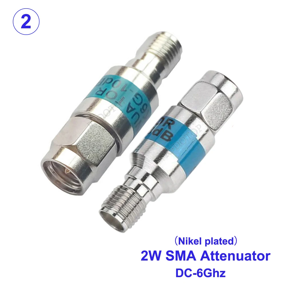 1Pcs 2W DC-6GHz 1~30db 50Ohm RF Attenuator SMA Male to SMA Female Coaxial Fixed Connectors 304 Stainless Steel/Gold/Nikel plated