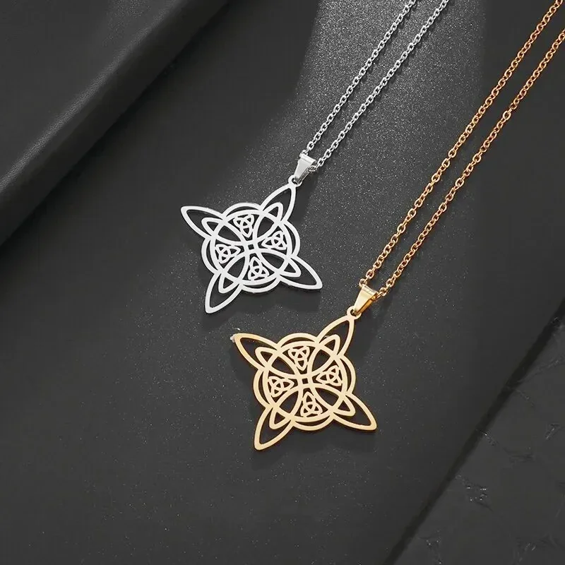 Fashionable Witch Knot Necklace Stainless Steel Irish Celtic Knot Women Witchcraft Amulet Magic Jewelry Gift