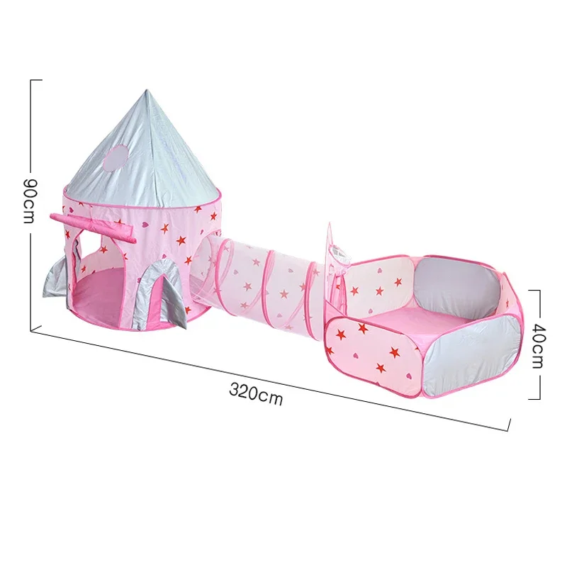 Tente portable pour enfants, jouets de plage, piscine à balles, tente de fusée, tipi, tentes d'extérieur pour enfants, tunnel d'inoling, tente pop-up pour enfants, lot de 3 pièces