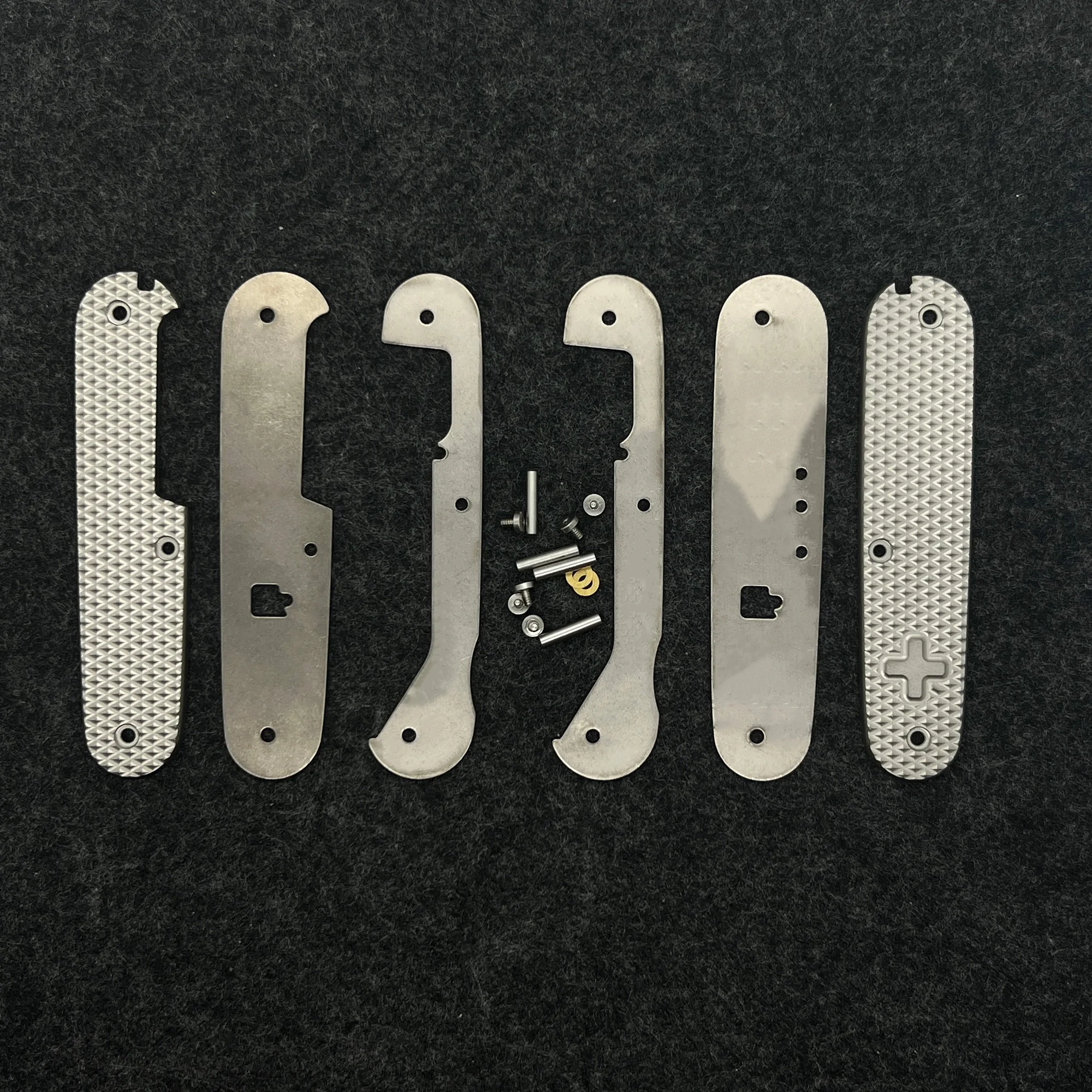 1 set Replacement 3 Layers Titanium Alloy Handle Grip Scales For 91mm Victorinox Swiss Army Knife SAK Scale DIY Accessories
