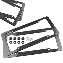 Car Motorcycle 30*15CM 1/2pcs License Plate Frame Carbon Pattern Plastic License Plate Frame Bracket with Standard Screw Kits