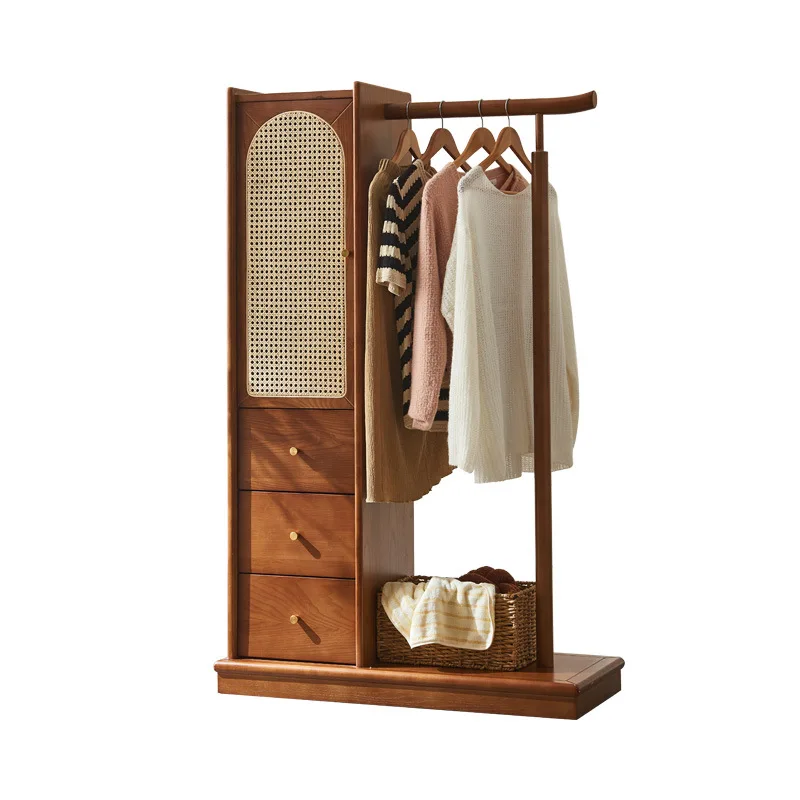 

Wabi Sand Wind Nordic Coat Rack Cabinet Simple Multifunctional Household Modern Floor-to-Floor Hanger Storage Cabinet