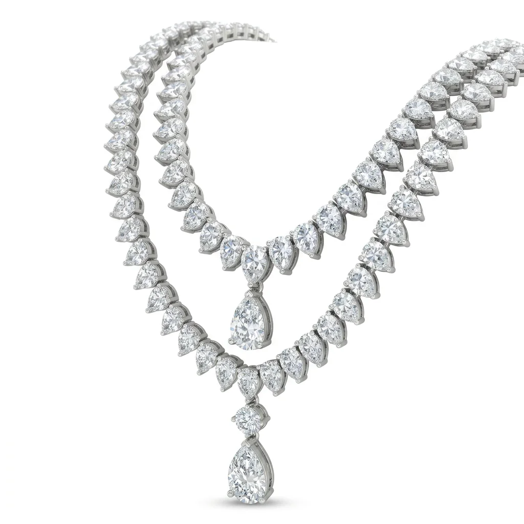 Double Layer Pear Cut GRA Moissanite Drop Pendant Necklace S925 Silver Luxury Bridal Wedding Banquet Party Women Jewelry