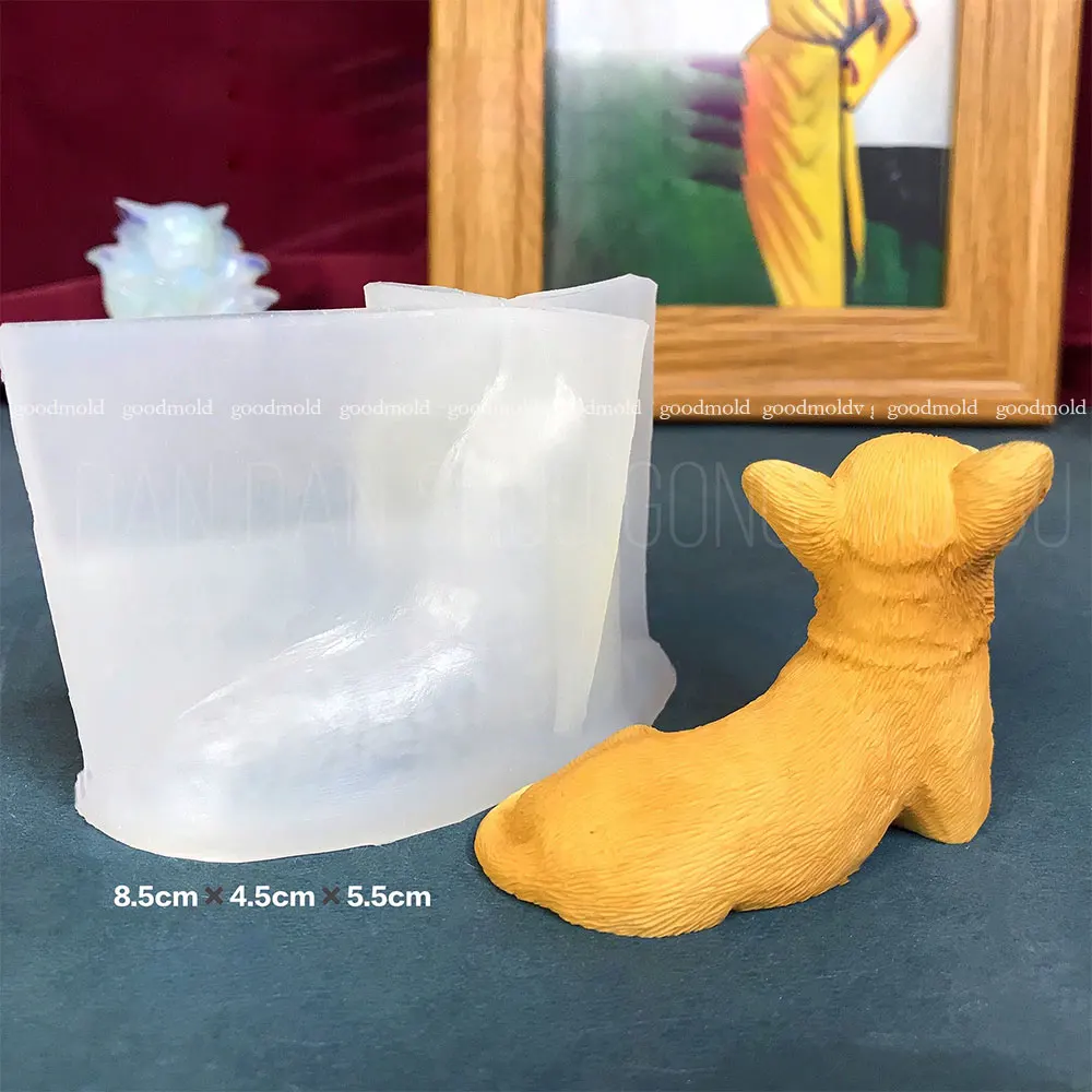 Cute Chihuahua Epoxy Resin Mold Pet Dog Plaster Souvenir Silicone Mould Animal Mold