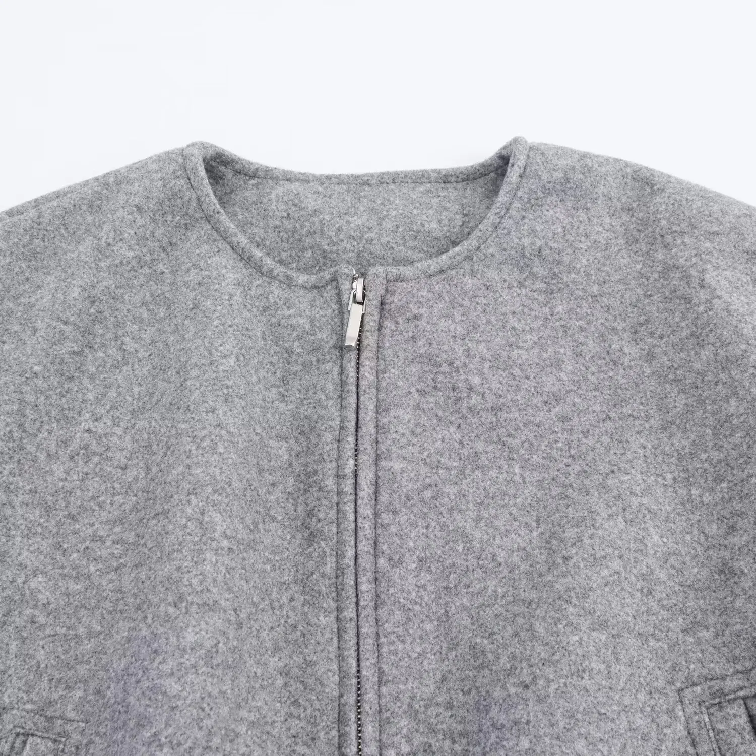 

ARALTAY Faionable Soft Pilot Jaet Women's Casual Sli Outerwear Polyester Fabric Loose Fit round Ne Zipper Closure