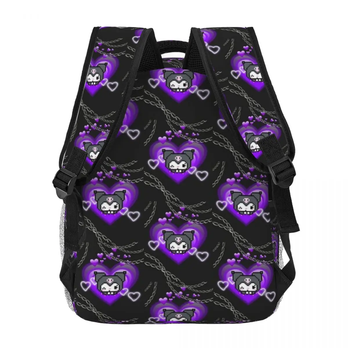 Kuromi mochila leve, elegante escola padrão saco, nova impressão, 17"