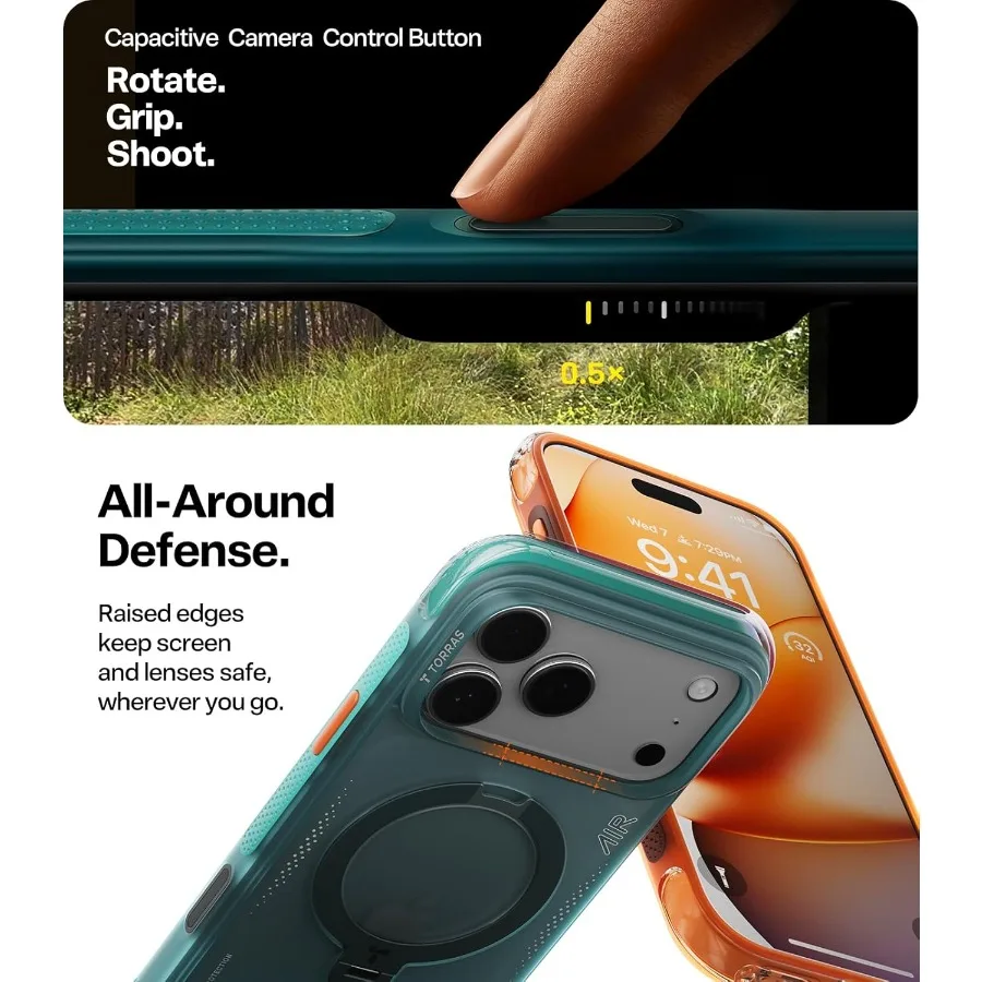 حامل مغناطيسي 360 متوافق مع iPhone 17 Pro Max 6.9 لـ MagSafe Mil-grade Drop حافظة هاتف مقاومة للصدمات مع شركة الكاميرا #6