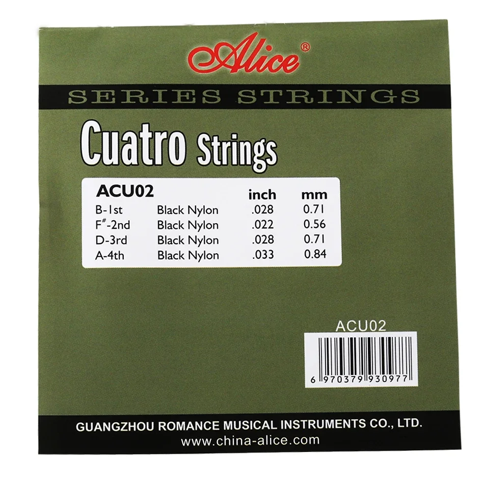 Alice Cuatro Strings Cordas de nylon pretas para prática em ajuste D 4 cordas