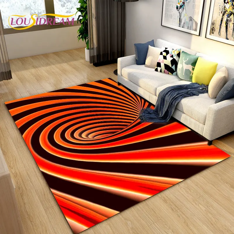 3D Vortex Illusion Area Rug,Carpet Rug for Living Room Bedroom,Abstract Geometric Optical Entrance Doormat Non-slip Floor Mat