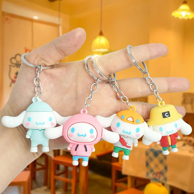 

New model Hello Kitty Cinnamoroll Keychain KT Pendants Backpack Hanging Charms Cartoon Keyring Cute Fans Favor Gifts Party Gift