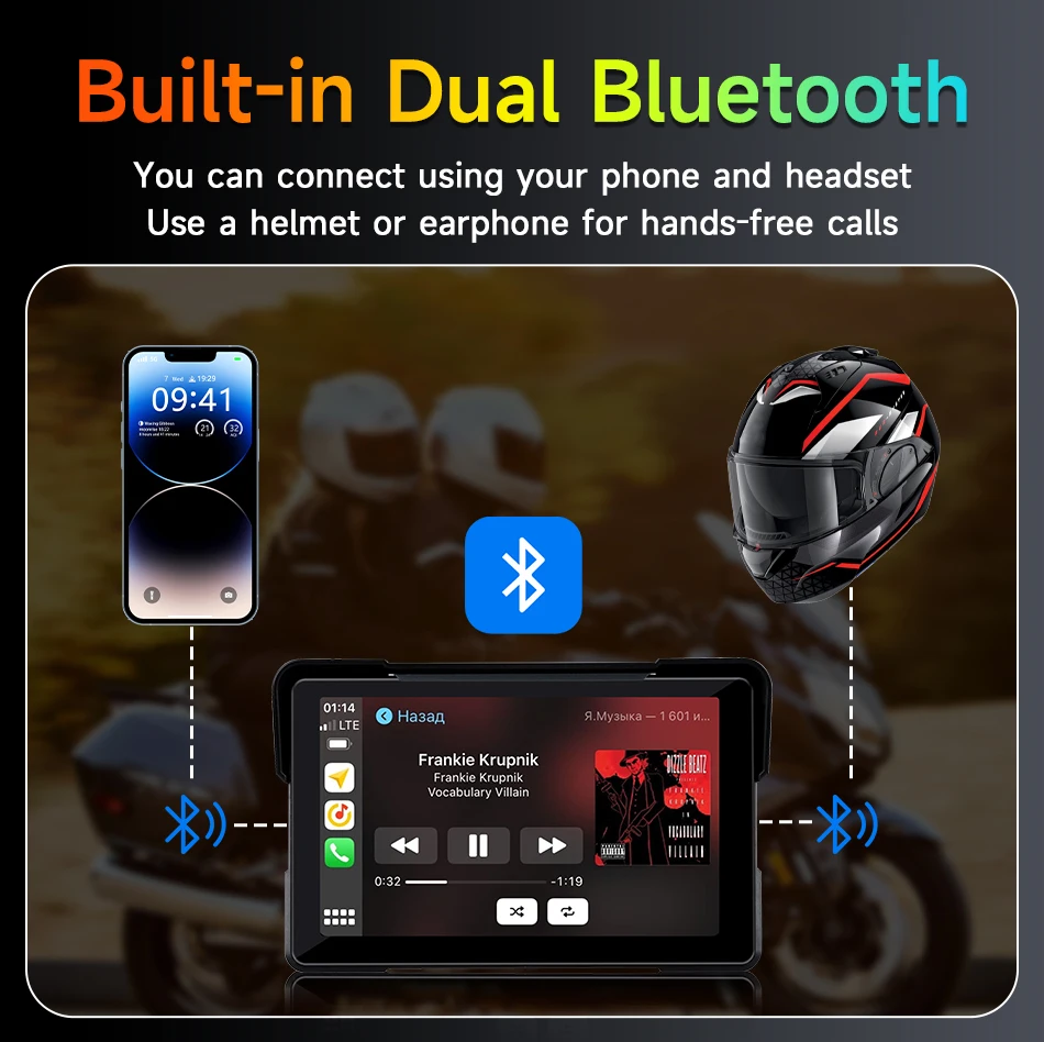 5/7 zoll IPX7 Wasserdichte Motorrad Tragbare Navigation GPS Motorrad Drahtlose Carplay Android Auto Moto Display Screen Monitor – Detail 15