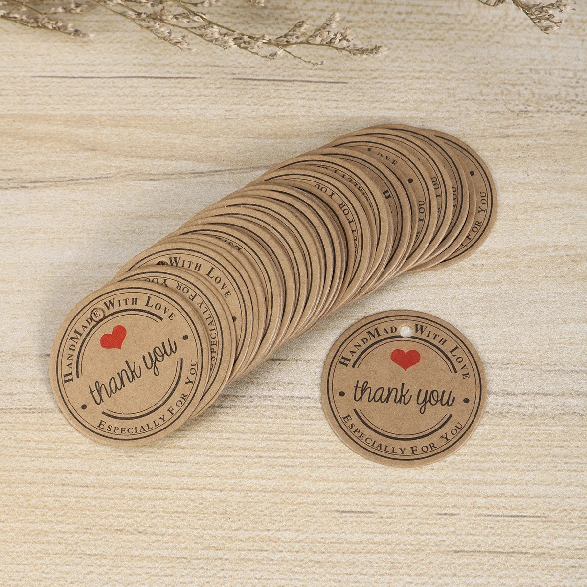 Etichette regalo rotonde in carta kraft da 200 pezzi, etichette di ringraziamento per regali di compleanno, anniversari, feste di matrimonio, etichette regalo in carta kraft
