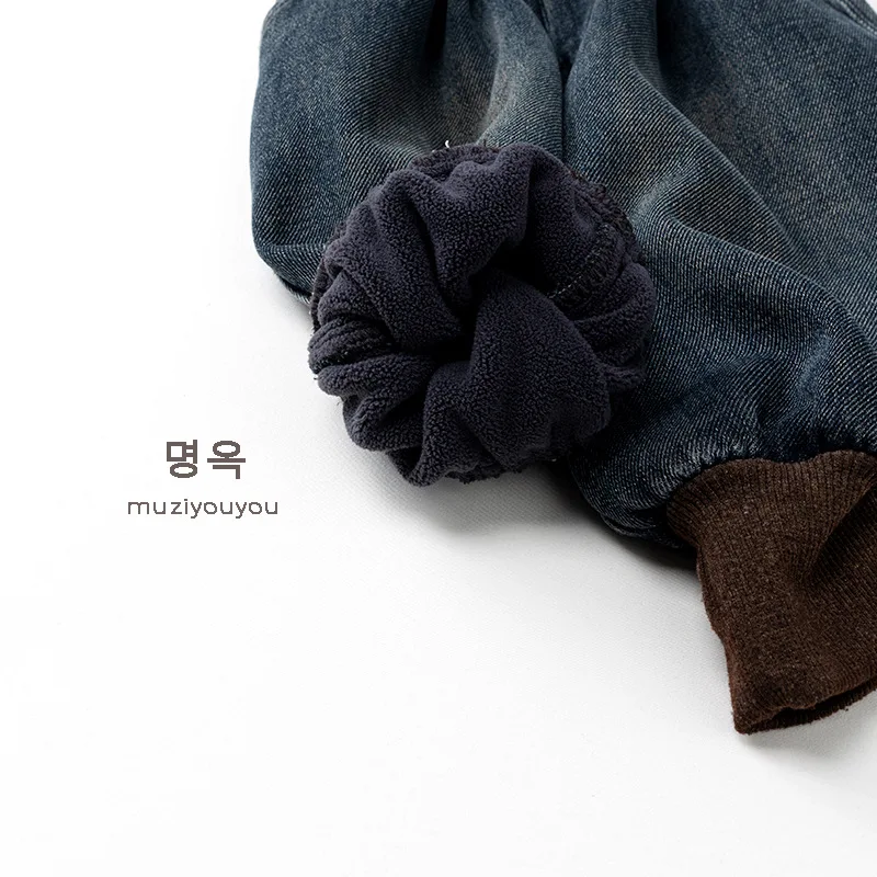 2025 شتاء جديد الأطفال الصوف سراويل جينز موضة الاطفال سراويل تقليدية الفتيان زائد المخملية سميكة الجينز طفل الفتيات بناطيل تدفئة #4
