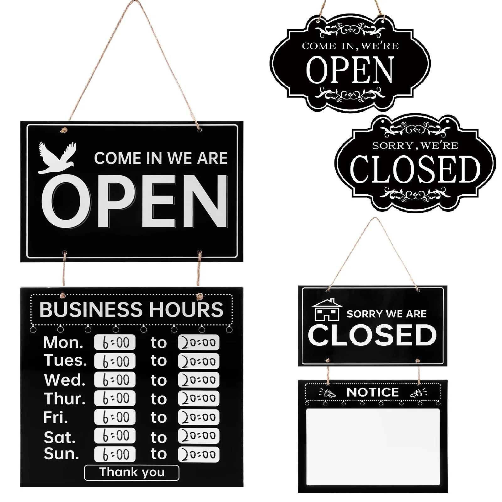 Business Hours Sign Store Welcome Chalkboard Open And Closed Sign Board for Restaurant Cafe Retail Shop Erasable Open Close Sign