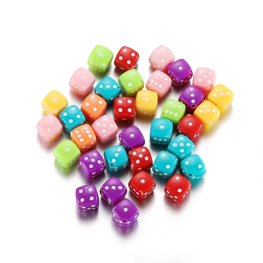 30Pcs/Lot 8mm Acrylic Dice Beads Square Shape Spaced Loose Beads for DIY Bracelet Necklace Charms Jewelry Making Accessories
