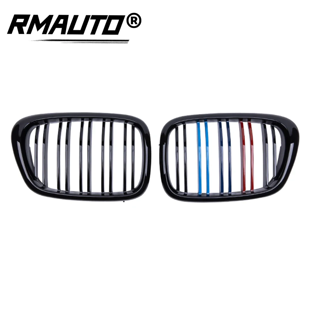 RMAUTO M Style Car Front Bumper Kidney Grille Racing Grill Glossy Black For BMW E39 5 Series 1997-2003 Car Body Styling Kit