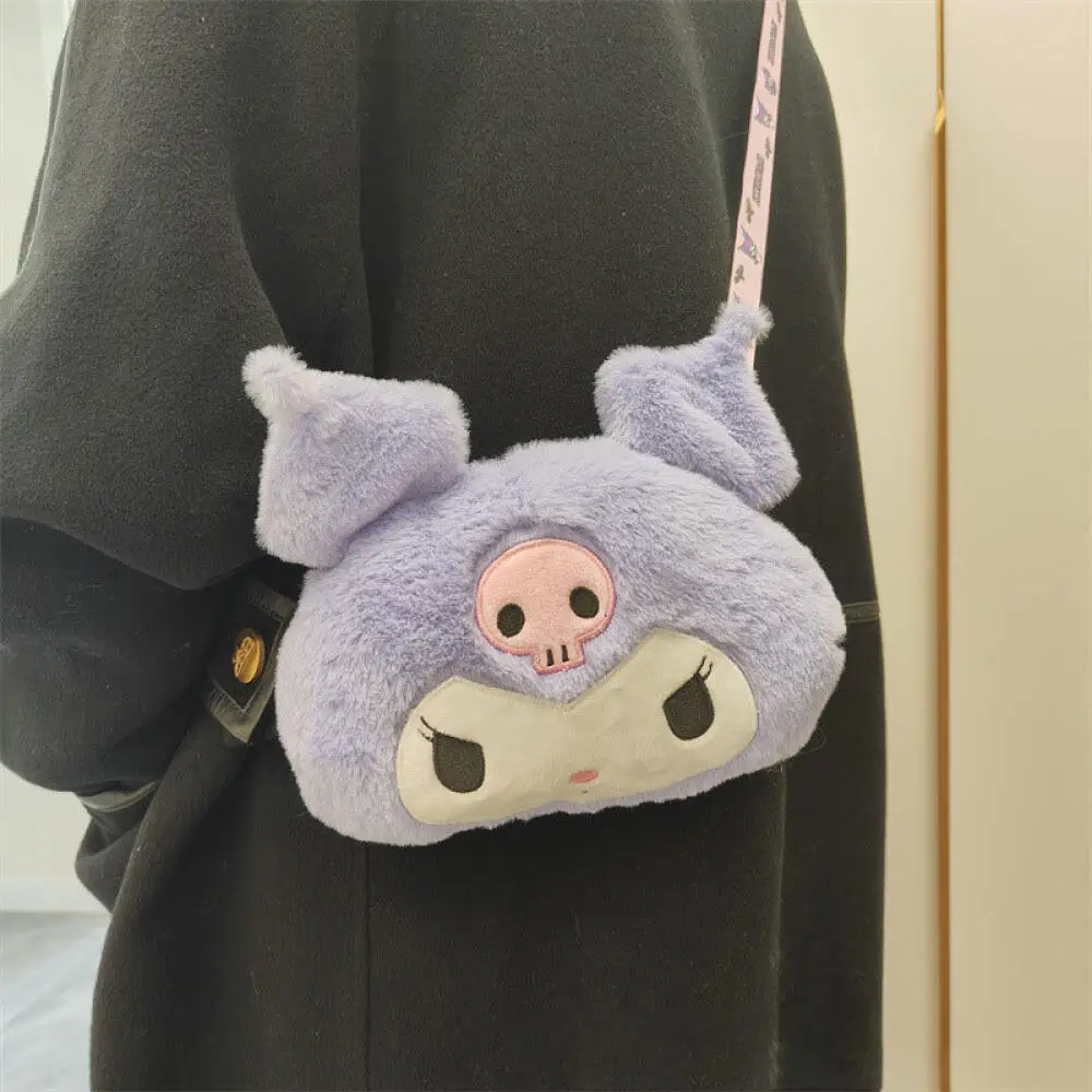 Sanrio – sac à main en peluche Kuromi pour femmes, sac à bandoulière, sac de rangement à la mode, portefeuille zéro cadeau