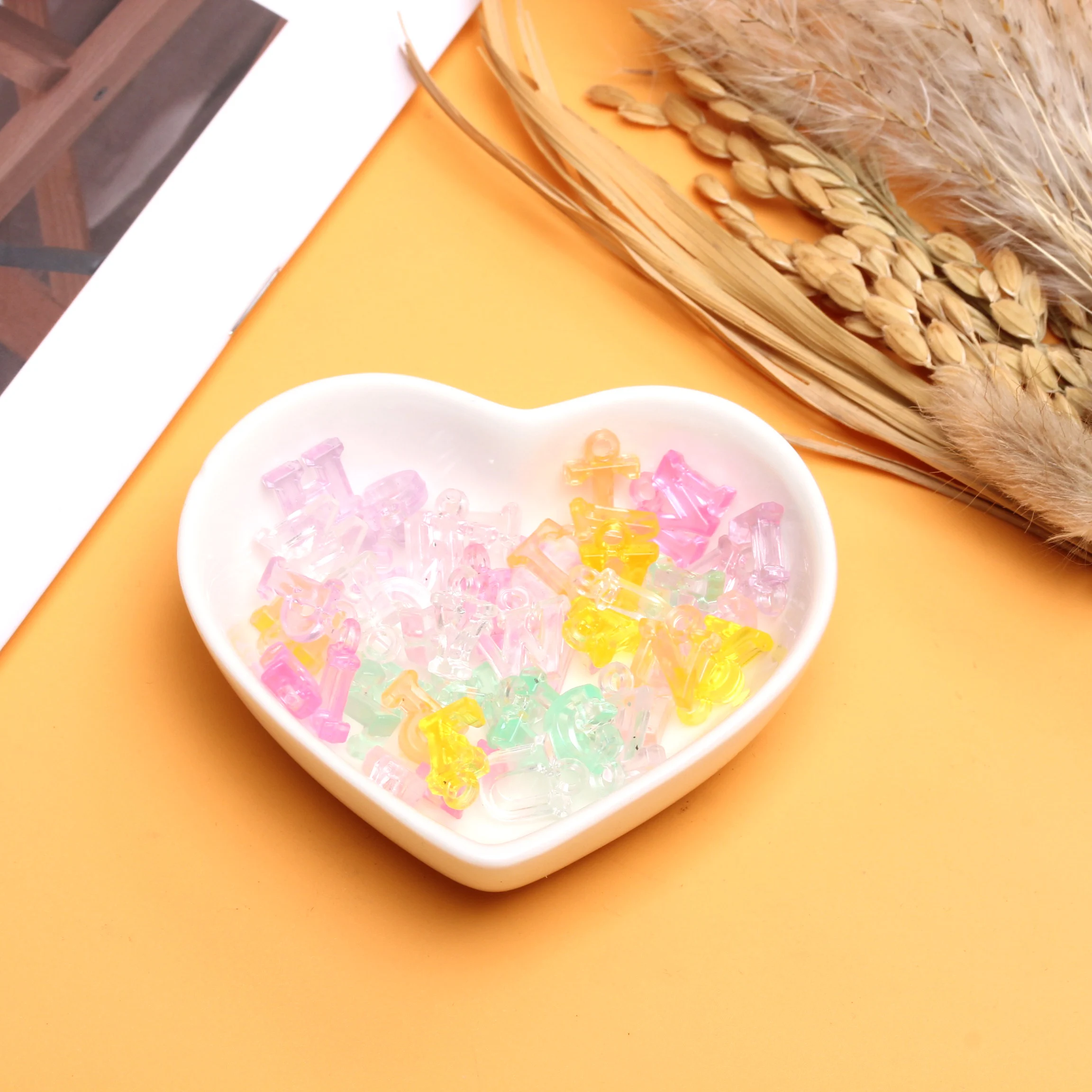 40Pcs/bag Acrylic Random Letter Number Beads Child Digital Necklace Bracelet Pendant Accessories For DIY Jewelry Making