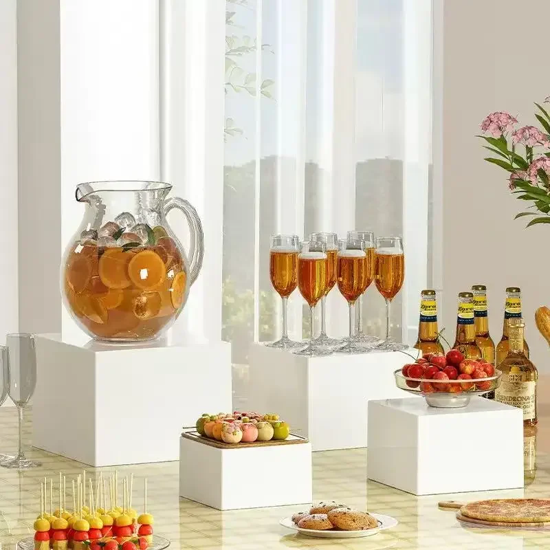 

acrylic stackable food rack is used for cake and dessert display, wedding, indoor birthday party, outdoor Dim sum beverage decor