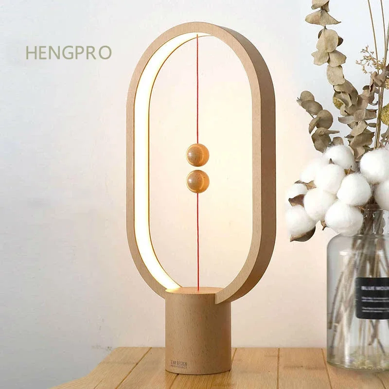 Imagem -02 - Hengpro-led Balance Luz Noturna Ellipse Portátil Interruptor Magnético Mid-air Lâmpada de Mesa Escurecimento de Toque Decoração de Casa Atualização 2023