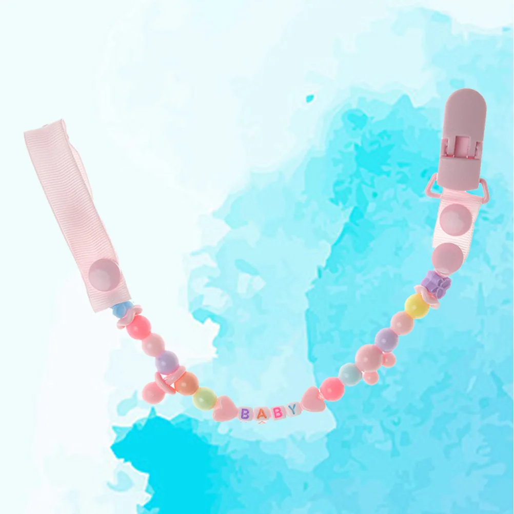 

Infant Pacifier Clip Pink Beaded Multi-Style Spacer Baby Holder Lightweight Odorless Safe Teething Clips Soother Chain