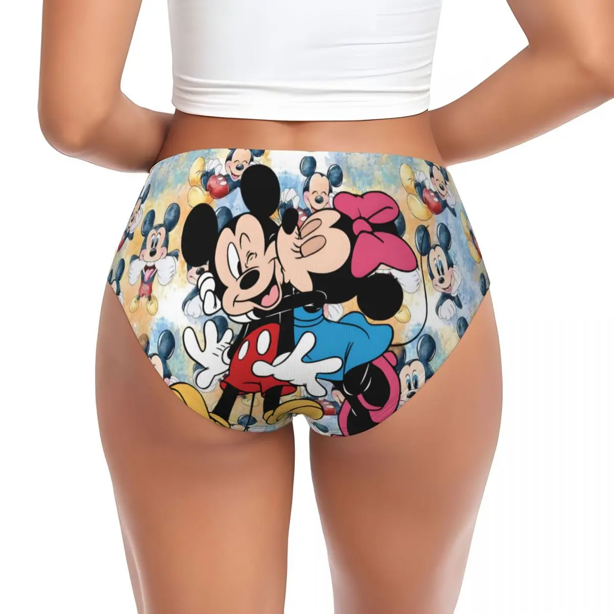مخصص الكرتون ميكي ماوس قبلة سراويل قصيرة المرأة تمتد الملابس الداخلية الكلاسيكية
