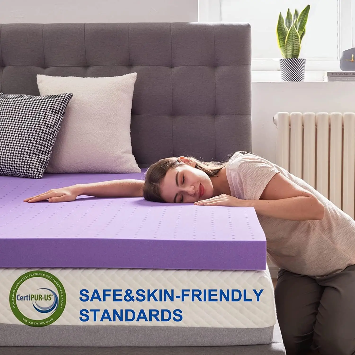 SINWEEK 1.5 Inch Gel Memory Foam Mattress Topper Ventilated Soft Mattress Pad, Bed Topper, CertiPUR-US Certified, Twin Size, Pur