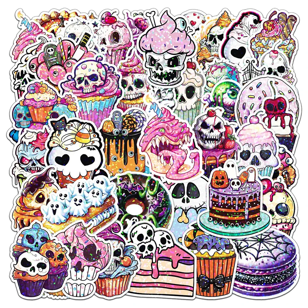 10/30/50Pcs Schädel Dessert Cartoon Aufkleber Halloween Dekoration Aufkleber Spielzeug Gothic Graffiti Skateboard Laptop Telefon Fall