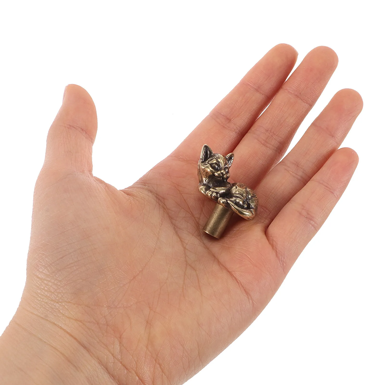 

Милая ручка-кнопка для ящиков в форме кошки из цельной латуни, винтажный дизайн, золотистый оттенок, для шкафов, дверей, мебели, комодов, кухонного декора