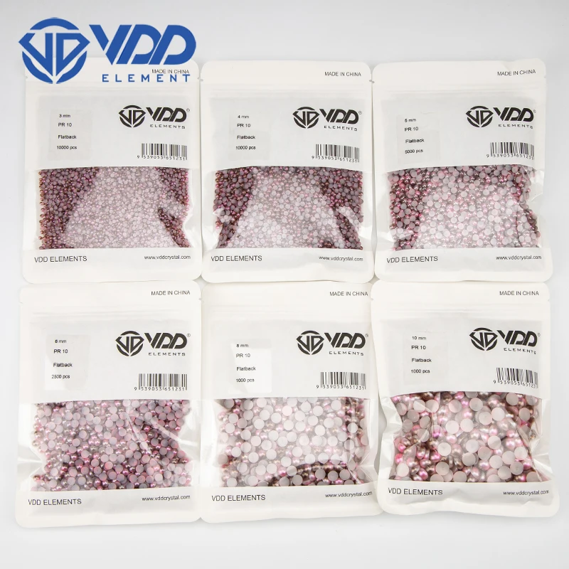 VDD Bulk Wholesale 3-10mm Mermaid Color ABS Imitation Pearls Half Round Plastic Flat Back Bead For Craft DIY Nail Art Decoration