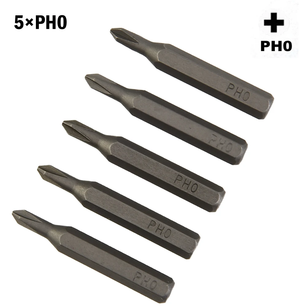 5 Pcs Cross Screwdriver Bits H4×28mm PH0000 PH000 PH00 PH0 PH1 PH2 4mm Hex Shank For Hand Repair Tool