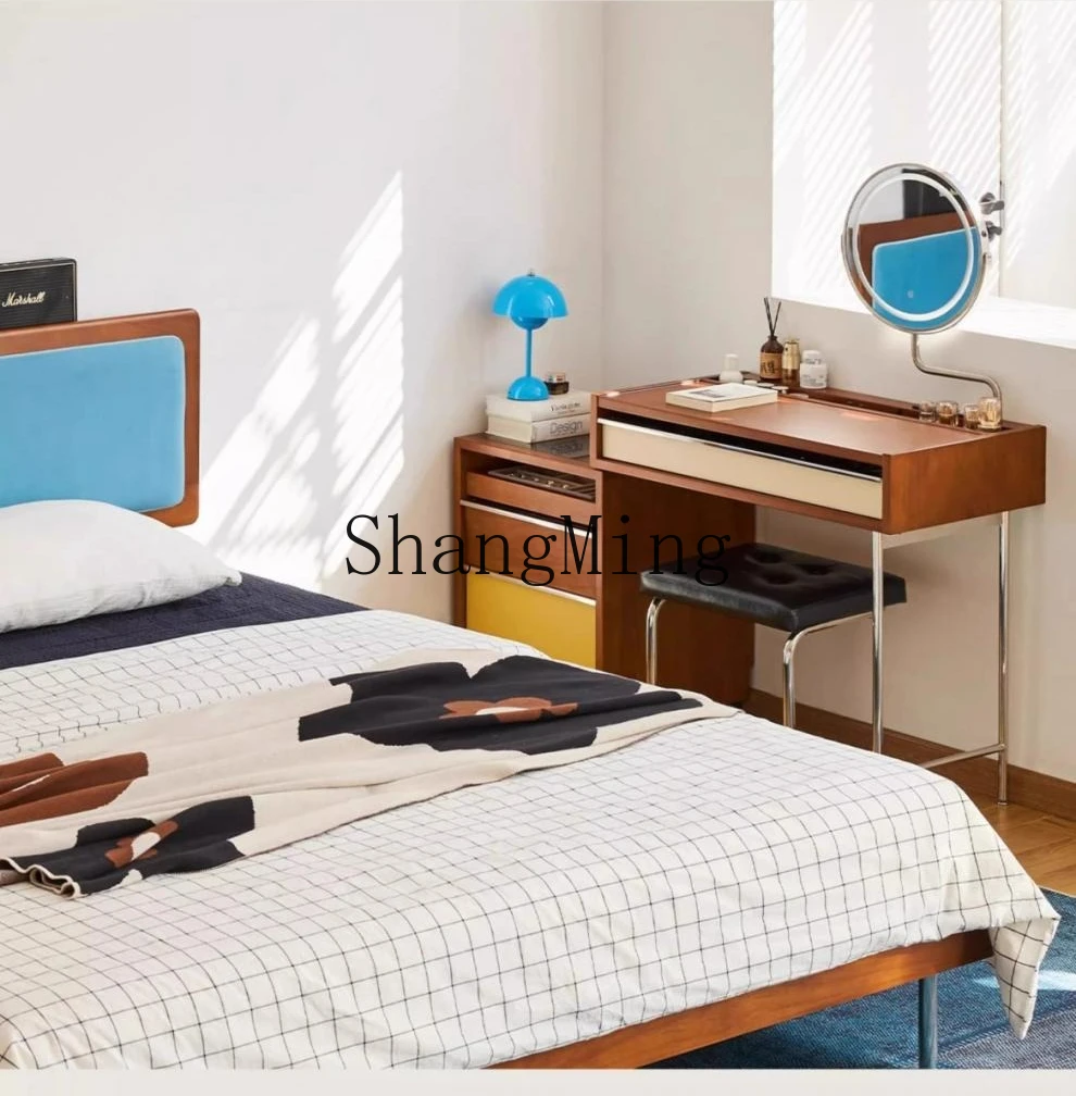 ZYY medieval style solid wood dresser storage cabinet integrated master bedroom bedside table telescopic makeup table mirror