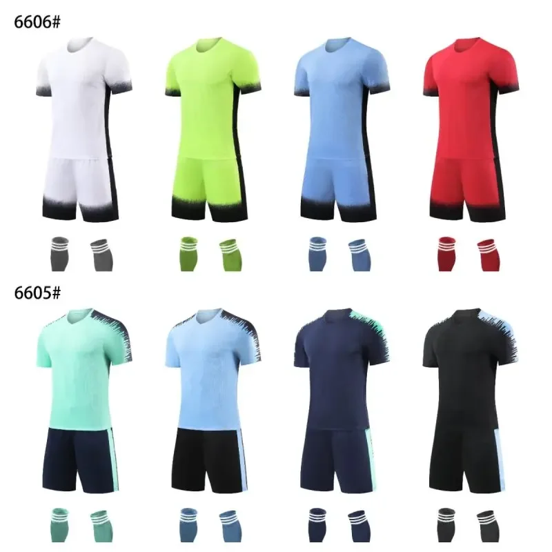 23/24 New Season 2 Piece Men's Soccer Jersey Outfit Customize Color Patchwork Quick Dry Youth Boy Football Uniform Tracksuit