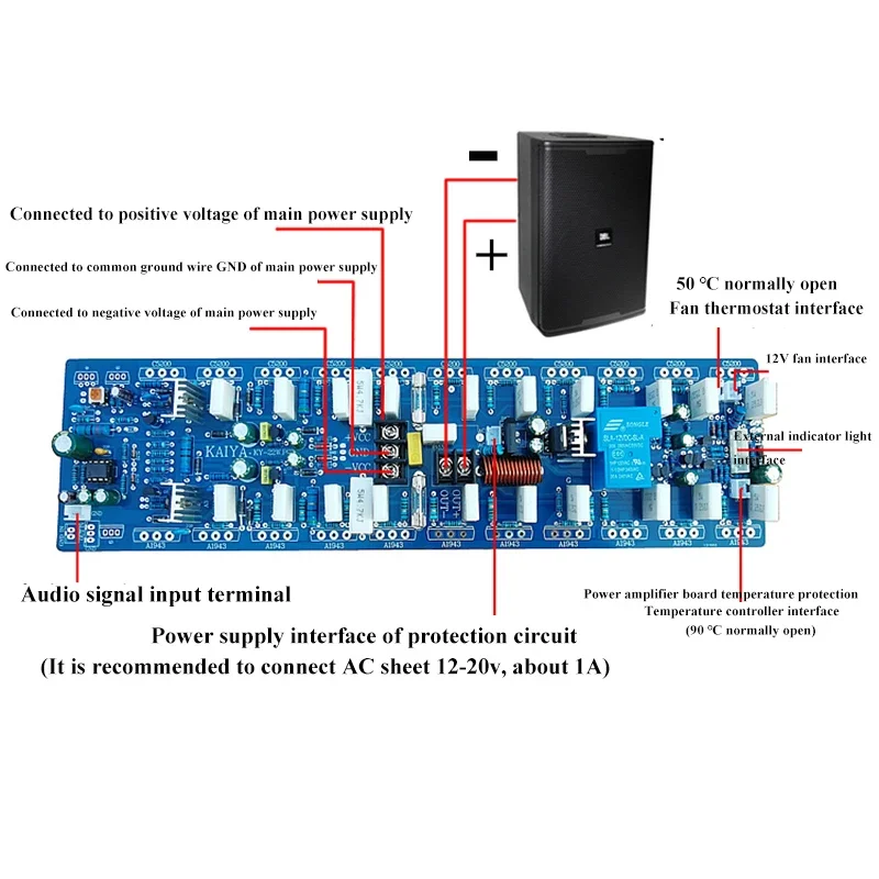 1500w Mono Power Amplifier Board High Power 22 Toshiba Transistors A1943 C5200 Low Distortion Low Noise HIFI Audio Amplifier