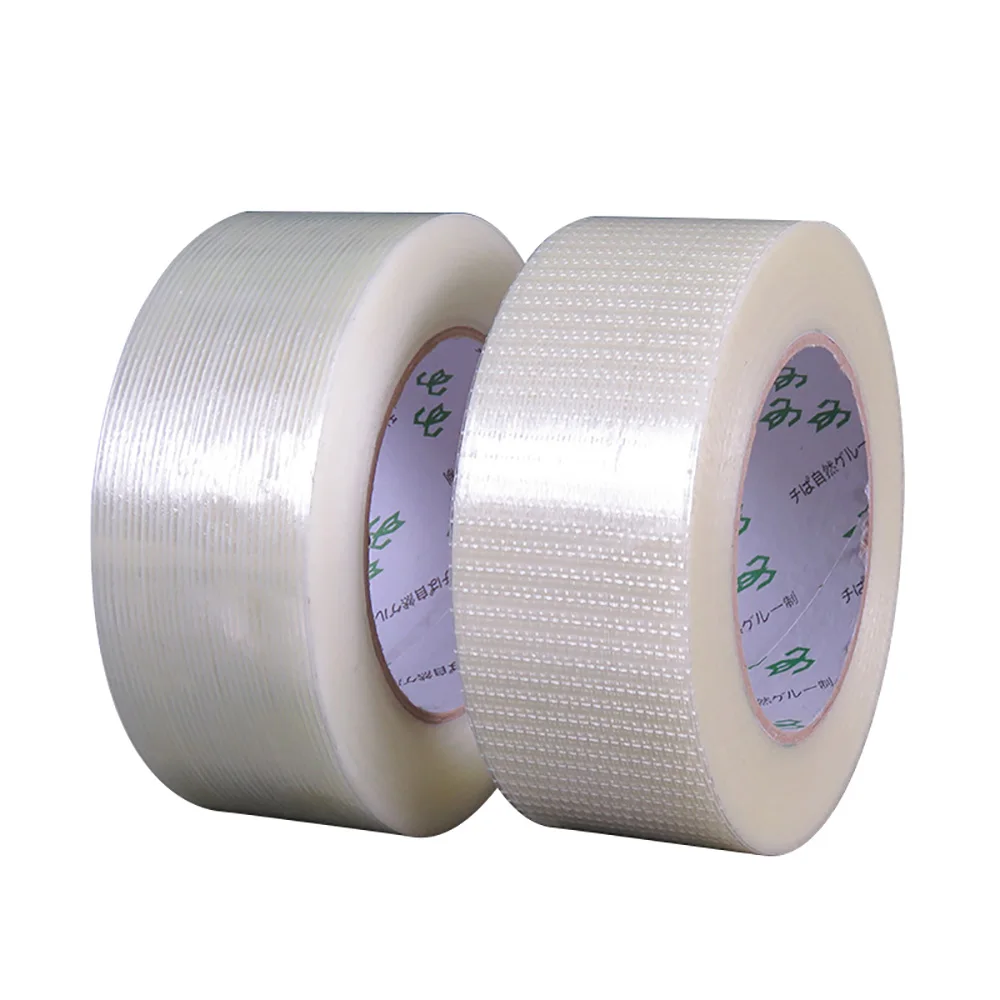 Strong Adhesive Fiberglass Mesh Tape 25M 50M Transparent Striped Roll Multi Purpose Bundling Sealing Fix Tape SuperStrongTensile