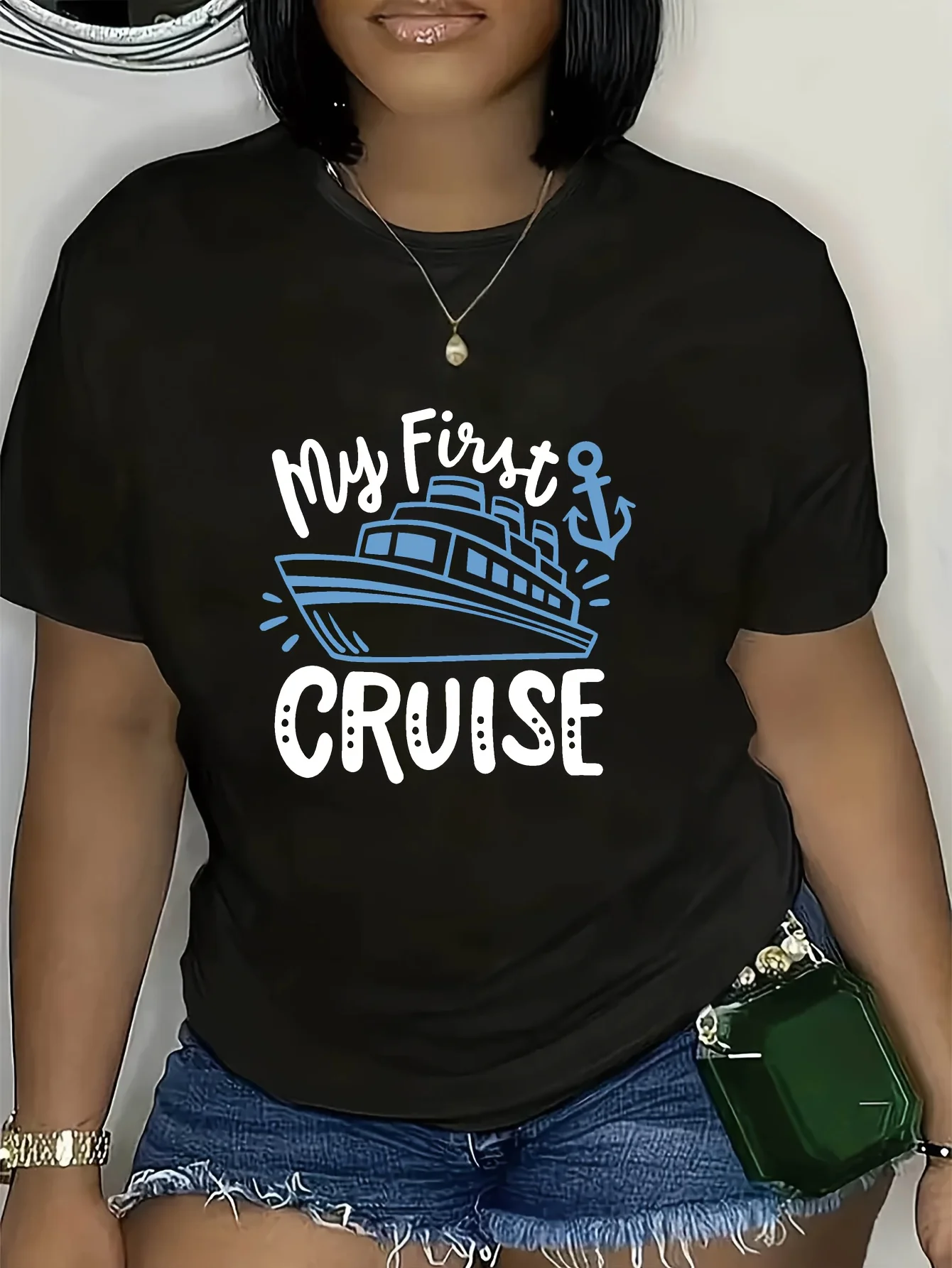 Women's Casual Printed T-Shirt, Breathable Round Neck Short Sleeve Semi-Transparent Summer Top