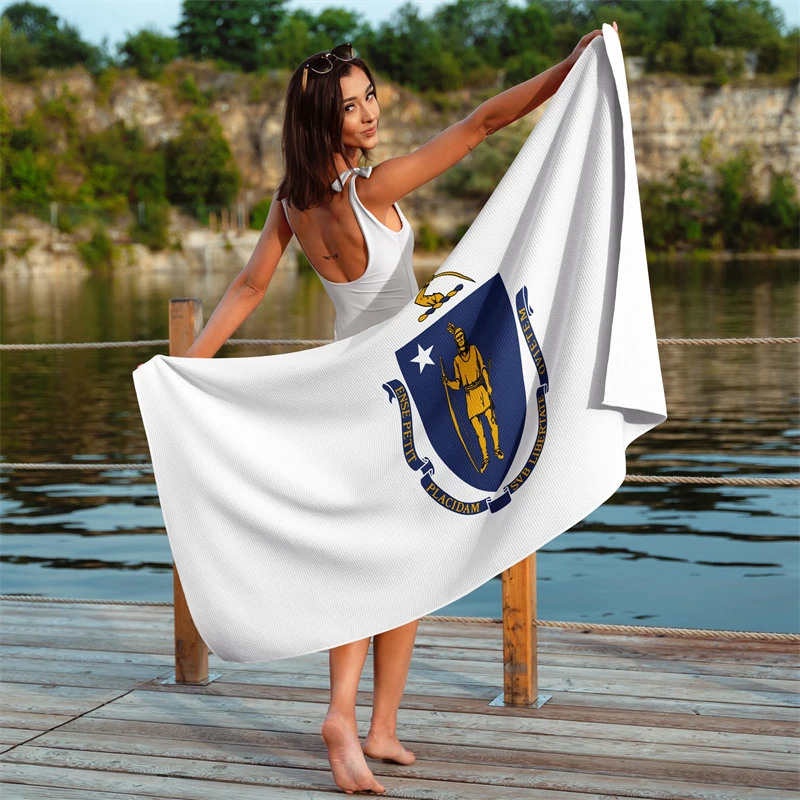 Gaslight Gatekeep Girlboss Massachusetts Waffle Beach Towel 150cm x 75cm
