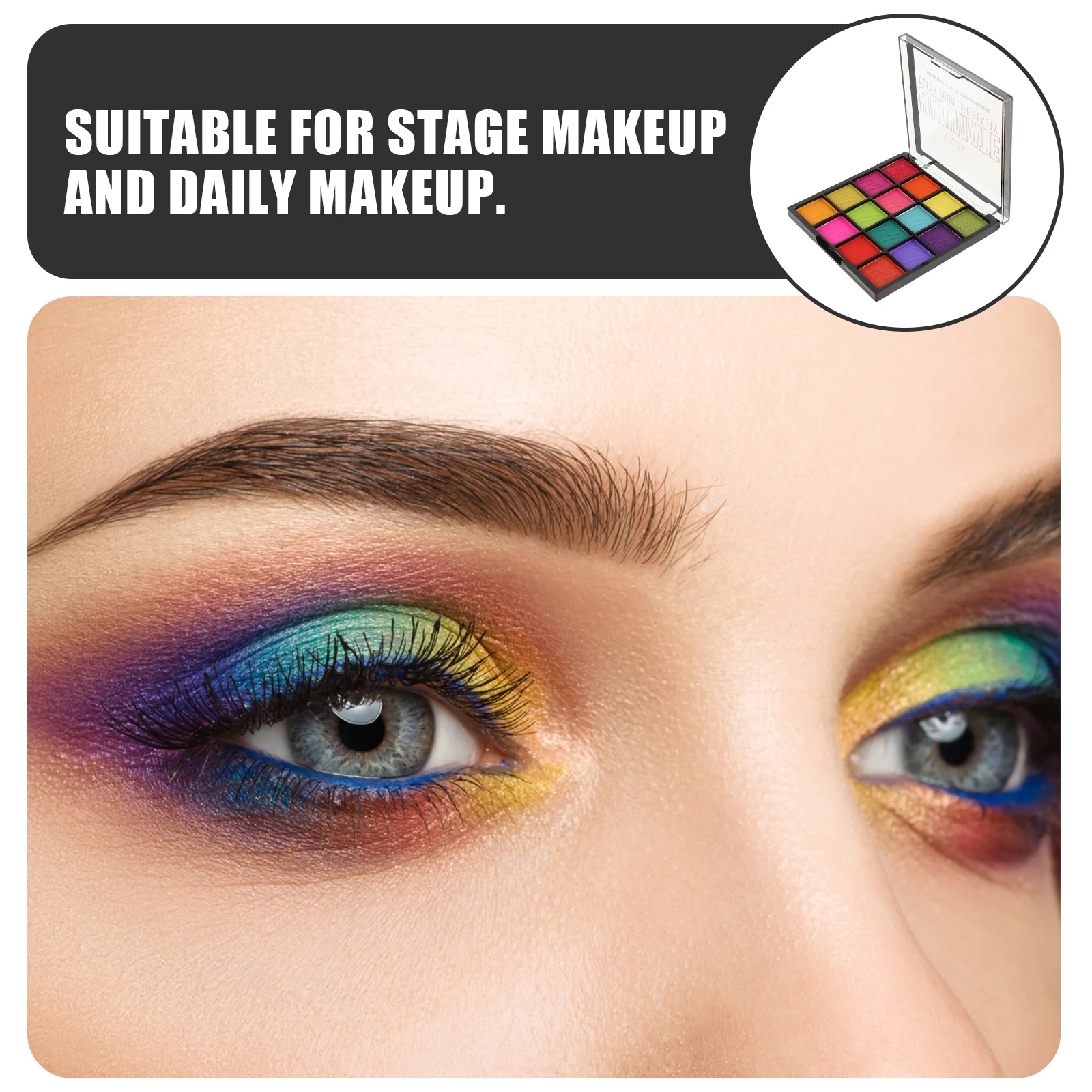 Paleta de sombras de ojos, 16 colores, brillo nacarado, mate, resistente al agua, paleta de maquillaje colorida brillante para el Festival de Halloween
