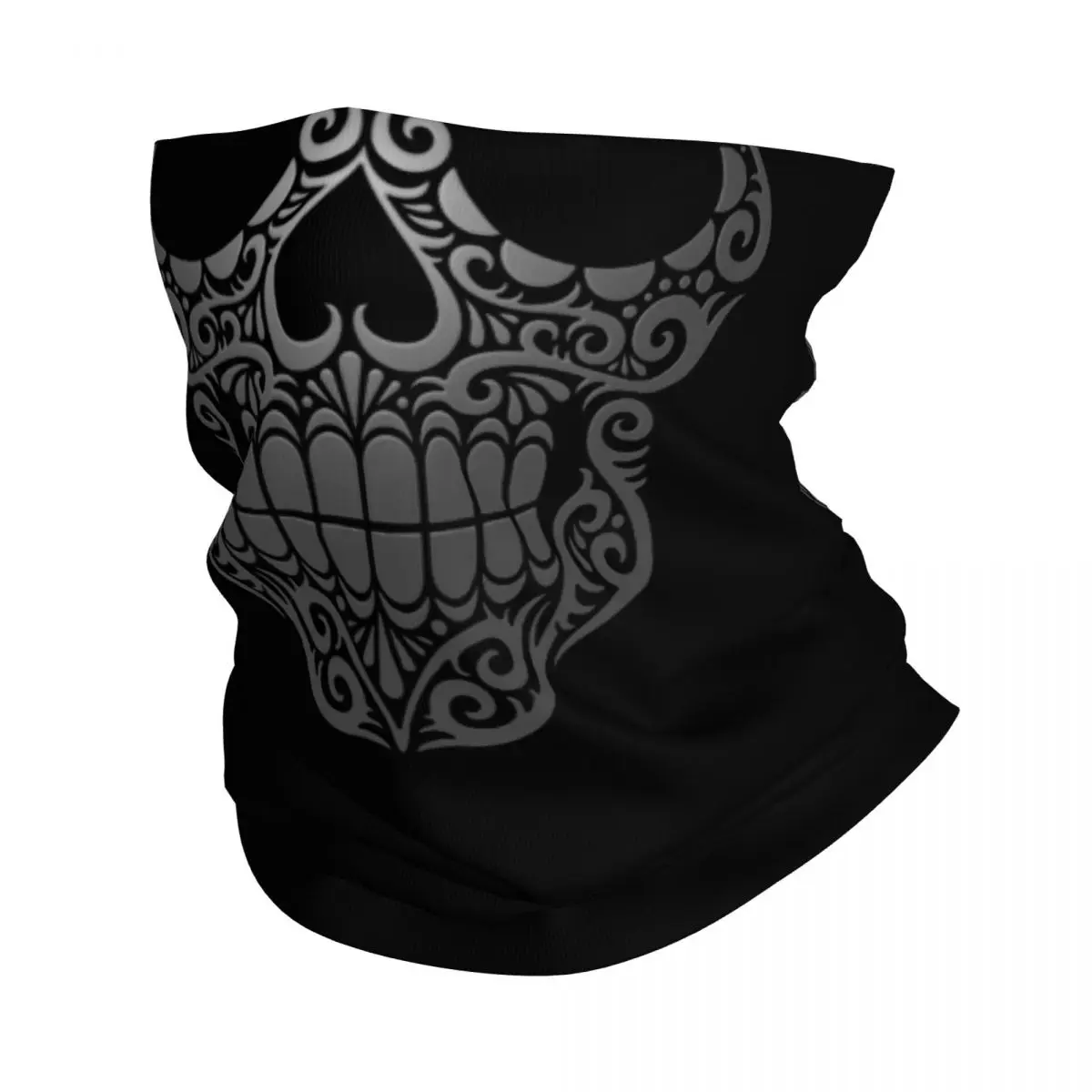 Dark Swirling Sugar Skull Bandana Neck Gaiter Day of the Dead Balaclavas Mask Scarf Warm Headband Fishing Unisex Adult Windproof