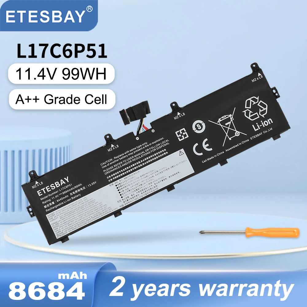 ETESBAY 노트북 배터리, Lenovo ThinkPad P72 P73 시리즈 노트북 L17M6P52 01AV497 01AV498 5B10W13903 931QA100H, L17C6P51 99WH